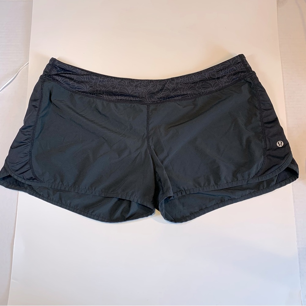 Size 12 Lululemon black drawstring waist shorts with no liner